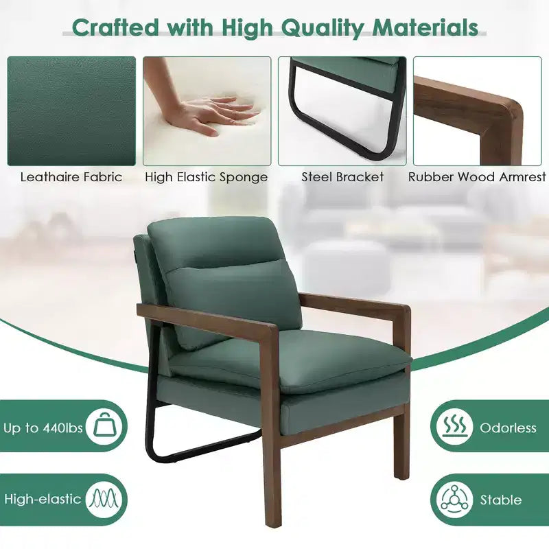 Fauteuil d'appoint en tissu bleu / vert / jaune, une place