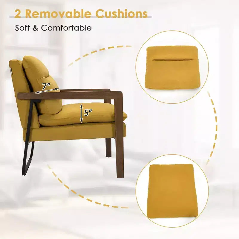 Fauteuil d'appoint en tissu bleu / vert / jaune, une place
