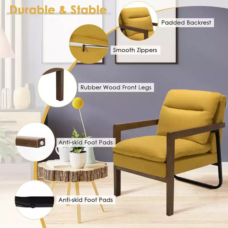 Fauteuil d'appoint en tissu bleu / vert / jaune, une place