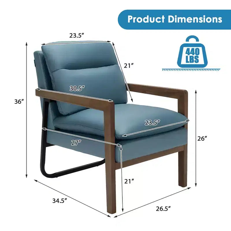 Fauteuil d'appoint en tissu bleu / vert / jaune, une place