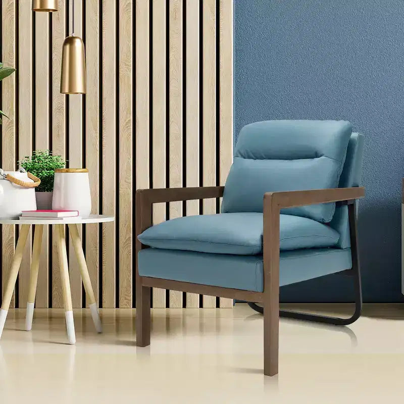 Fauteuil d'appoint en tissu bleu / vert / jaune, une place