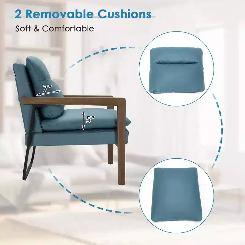 Fauteuil d'appoint en tissu bleu / vert / jaune, une place