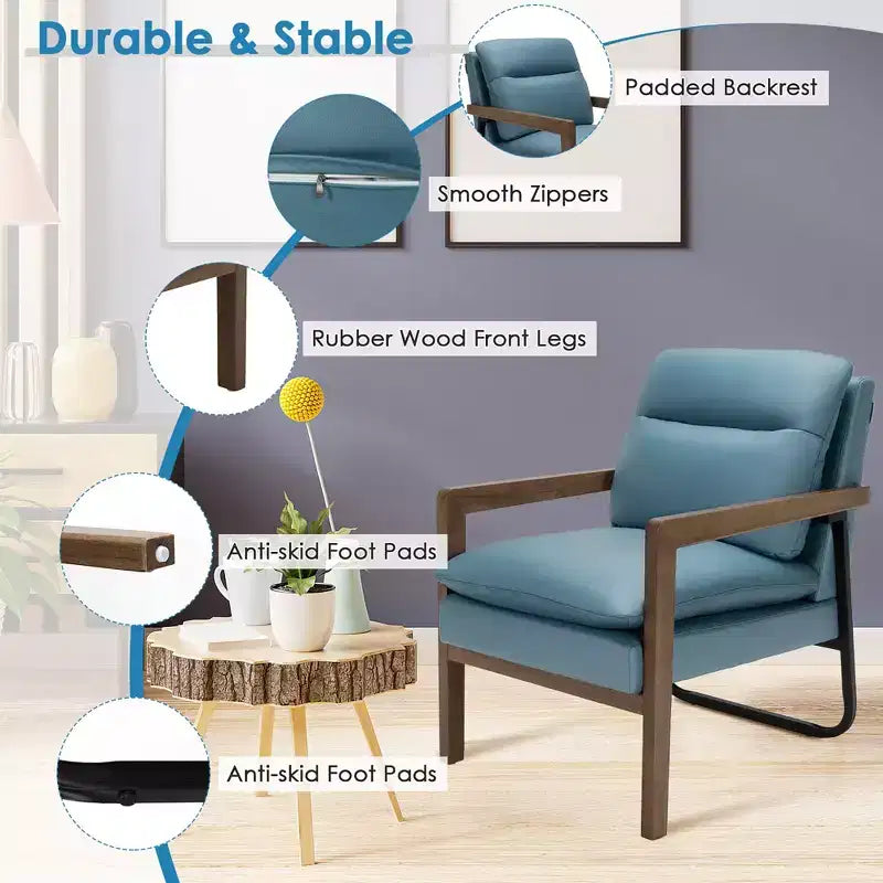 Fauteuil d'appoint en tissu bleu / vert / jaune, une place