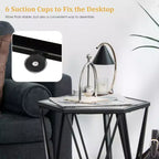 Table d'appoint ronde avec plateau en verre et cadre en métal noir pour 1