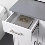 Meuble bas de salle de bain blanc autoportant avec 2 tiroirs, doubles portes et étagère réglable
