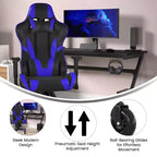 Chaise de gaming style course noir/bleu/gris/rouge, 2 places, inclinable, hauteur réglable