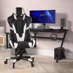 Chaise de gaming style course noir/bleu/gris/rouge, 2 places, inclinable, hauteur réglable