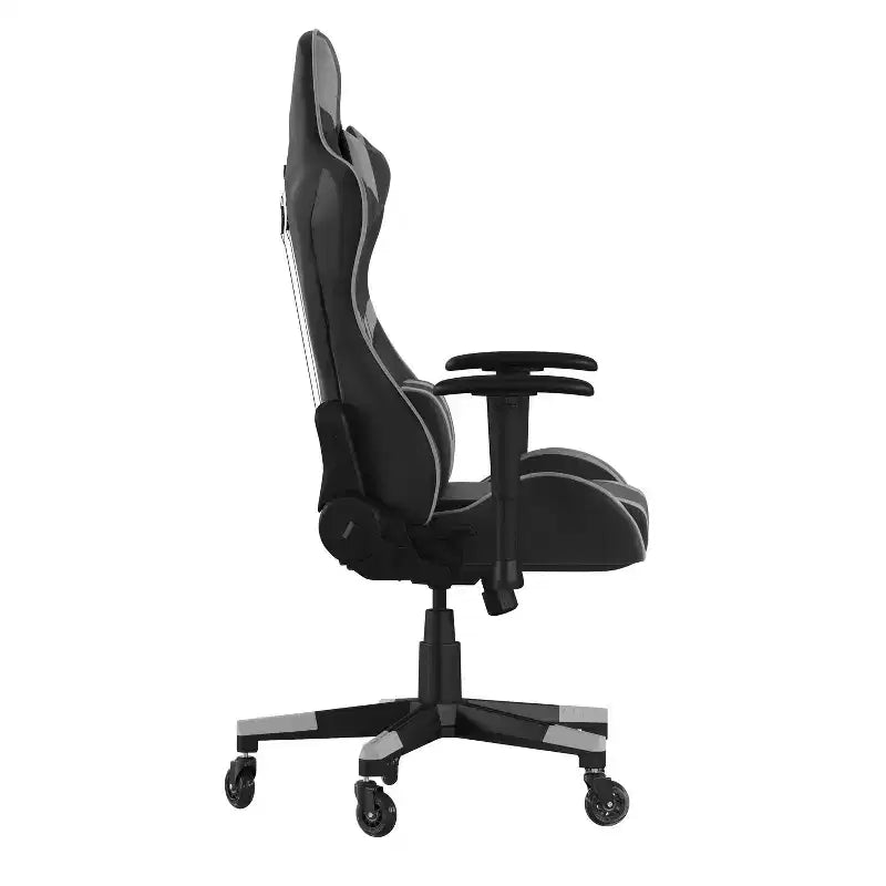 Chaise de gaming style course noir/bleu/gris/rouge, 2 places, inclinable, hauteur réglable