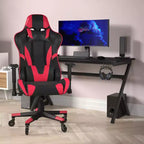 Chaise de gaming style course noir/bleu/gris/rouge, 2 places, inclinable, hauteur réglable