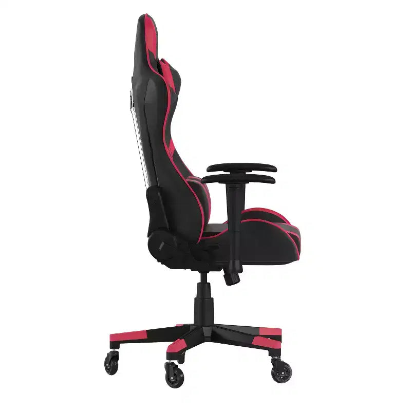 Chaise de gaming style course noir/bleu/gris/rouge, 2 places, inclinable, hauteur réglable