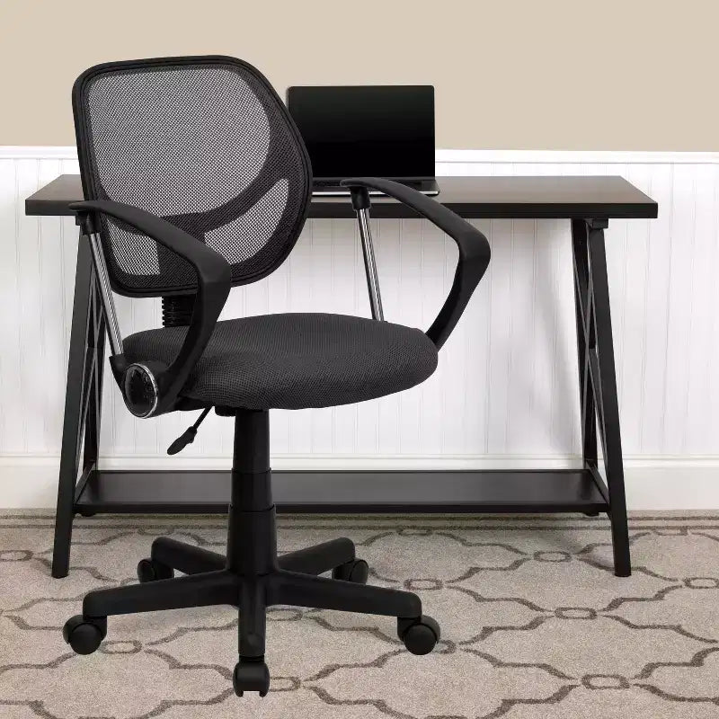Fauteuil de bureau pivotant en maille à dossier bas, noir/bleu/gris/violet, 1 personne