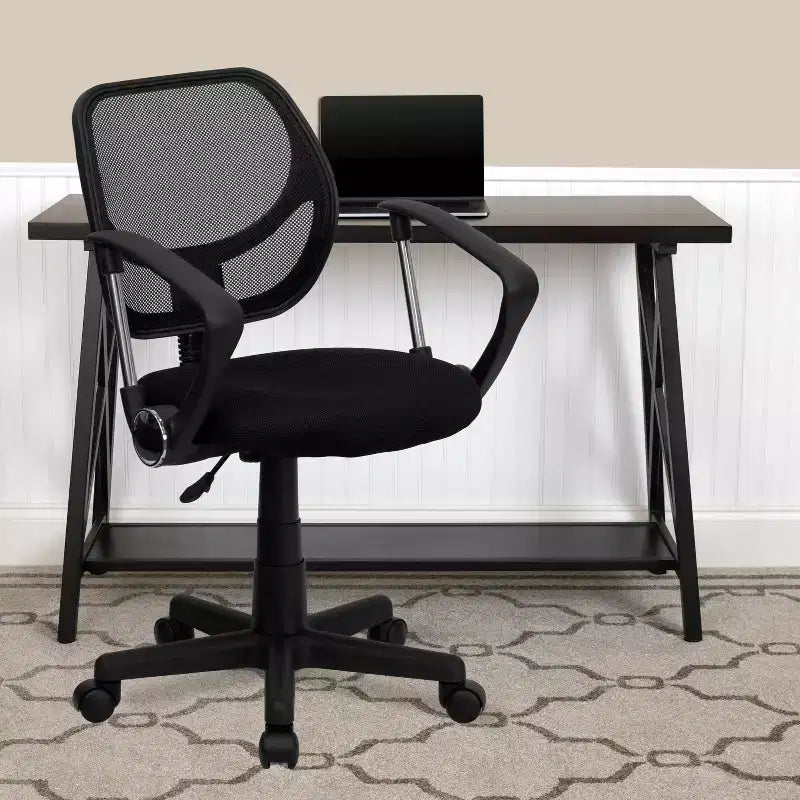 Fauteuil de bureau pivotant en maille à dossier bas, noir/bleu/gris/violet, 1 personne