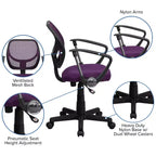 Fauteuil de bureau pivotant en maille à dossier bas, noir/bleu/gris/violet, 1 personne