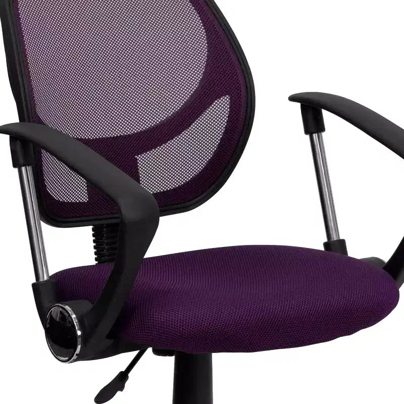 Fauteuil de bureau pivotant en maille à dossier bas, noir/bleu/gris/violet, 1 personne