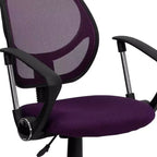 Fauteuil de bureau pivotant en maille à dossier bas, noir/bleu/gris/violet, 1 personne