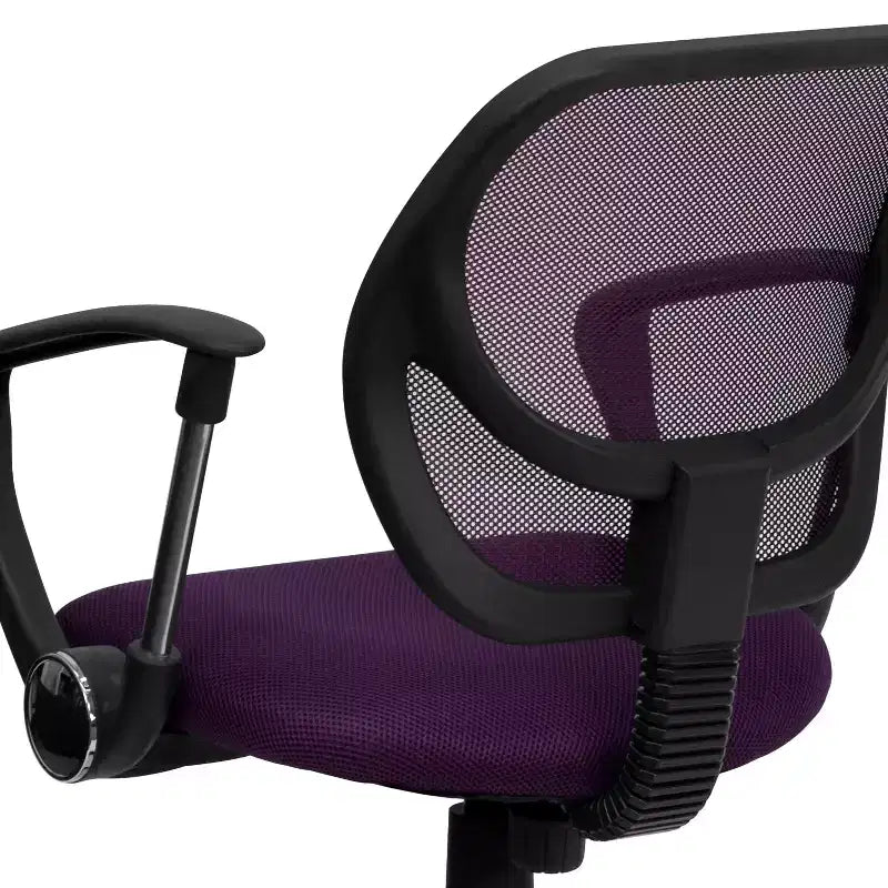 Fauteuil de bureau pivotant en maille à dossier bas, noir/bleu/gris/violet, 1 personne