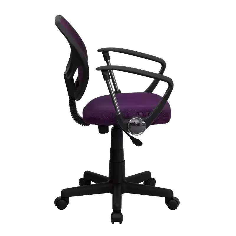 Fauteuil de bureau pivotant en maille à dossier bas, noir/bleu/gris/violet, 1 personne