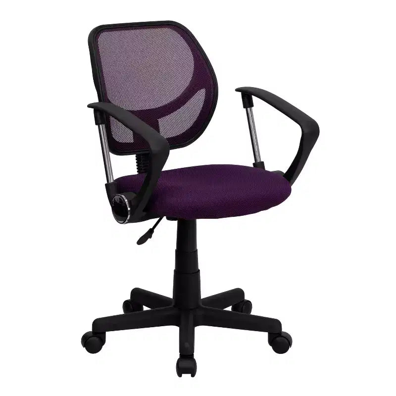 Fauteuil de bureau pivotant en maille à dossier bas, noir/bleu/gris/violet, 1 personne