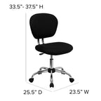 Chaise de bureau pivotante sans accoudoirs à dossier mi-haut en maille, monoposte – Plusieurs coloris