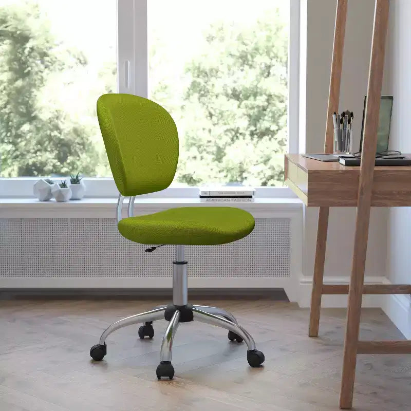 Chaise de bureau pivotante sans accoudoirs à dossier mi-haut en maille, monoposte – Plusieurs coloris