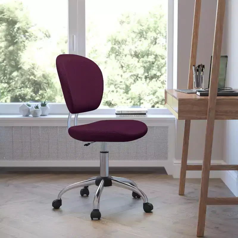 Chaise de bureau pivotante sans accoudoirs à dossier mi-haut en maille, monoposte – Plusieurs coloris