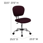 Chaise de bureau pivotante sans accoudoirs à dossier mi-haut en maille, monoposte – Plusieurs coloris