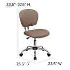 Chaise de bureau pivotante sans accoudoirs à dossier mi-haut en maille, monoposte – Plusieurs coloris