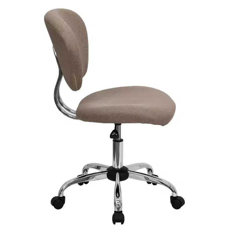 Chaise de bureau pivotante sans accoudoirs à dossier mi-haut en maille, monoposte – Plusieurs coloris