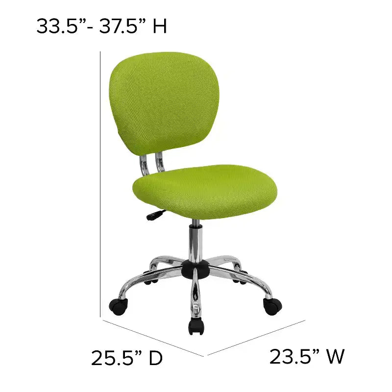 Chaise de bureau pivotante sans accoudoirs à dossier mi-haut en maille, monoposte – Plusieurs coloris