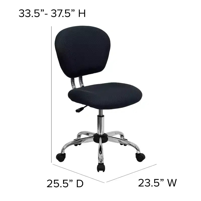 Chaise de bureau pivotante sans accoudoirs à dossier mi-haut en maille, monoposte – Plusieurs coloris