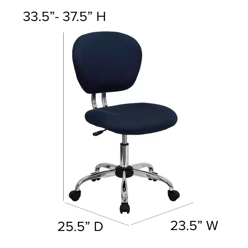 Chaise de bureau pivotante sans accoudoirs à dossier mi-haut en maille, monoposte – Plusieurs coloris