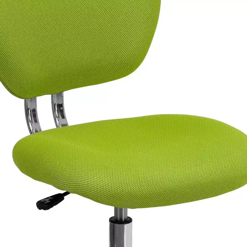 Chaise de bureau pivotante sans accoudoirs à dossier mi-haut en maille, monoposte – Plusieurs coloris