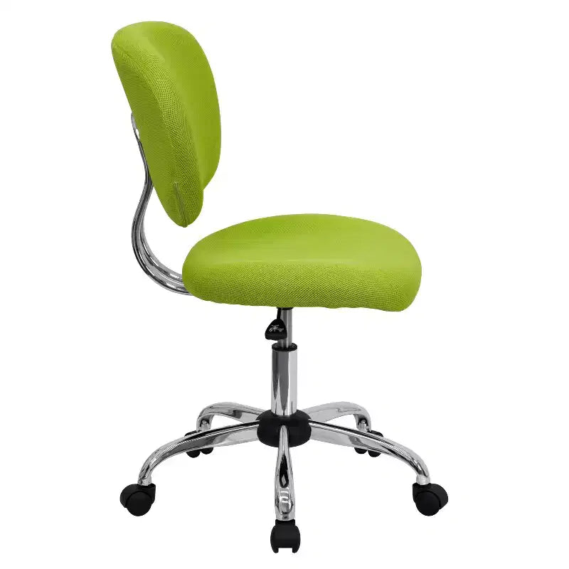 Chaise de bureau pivotante sans accoudoirs à dossier mi-haut en maille, monoposte – Plusieurs coloris