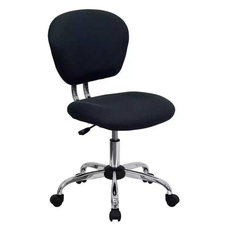 Chaise de bureau pivotante sans accoudoirs à dossier mi-haut en maille, monoposte – Plusieurs coloris