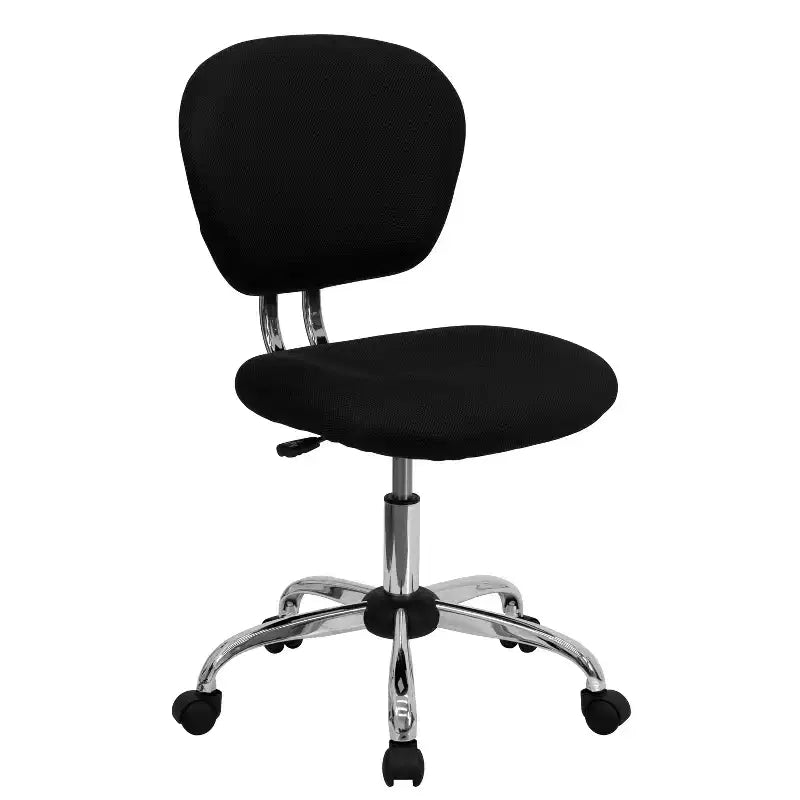 Chaise de bureau pivotante sans accoudoirs à dossier mi-haut en maille, monoposte – Plusieurs coloris