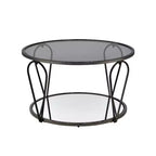 Table basse ronde en verre de 31 po – Nickel noir/Chrome, style contemporain, 1 place