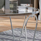 Table basse ronde en verre de 31 po – Nickel noir/Chrome, style contemporain, 1 place
