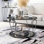 Table basse ronde en verre de 31 po – Nickel noir/Chrome, style contemporain, 1 place