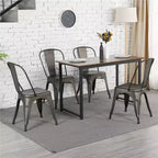 Chaise de salle à manger empilable en métal, lot de 4 (noir / blanc vieilli / métal)