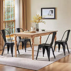 Chaise de salle à manger empilable en métal, lot de 4 (noir / blanc vieilli / métal)