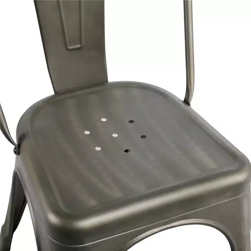 Chaise de salle à manger empilable en métal, lot de 4 (noir / blanc vieilli / métal)