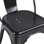 Chaise de salle à manger empilable en métal, lot de 4 (noir / blanc vieilli / métal)