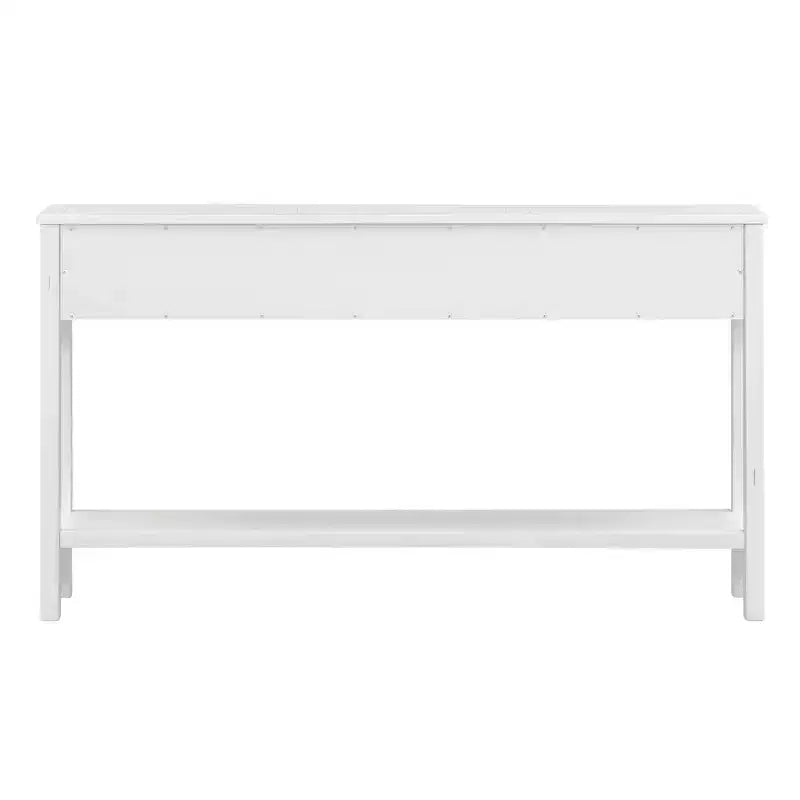 Console rustique avec 4 tiroirs et étagère inférieure – Blanc antique / Bleu / Espresso / Marine, 1 personne