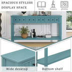 Console rustique avec 4 tiroirs et étagère inférieure – Blanc antique / Bleu / Espresso / Marine, 1 personne