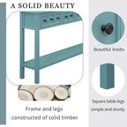Console rustique avec 4 tiroirs et étagère inférieure – Blanc antique / Bleu / Espresso / Marine, 1 personne