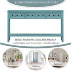 Console rustique avec 4 tiroirs et étagère inférieure – Blanc antique / Bleu / Espresso / Marine, 1 personne
