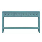 Console rustique avec 4 tiroirs et étagère inférieure – Blanc antique / Bleu / Espresso / Marine, 1 personne