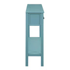 Console rustique avec 4 tiroirs et étagère inférieure – Blanc antique / Bleu / Espresso / Marine, 1 personne