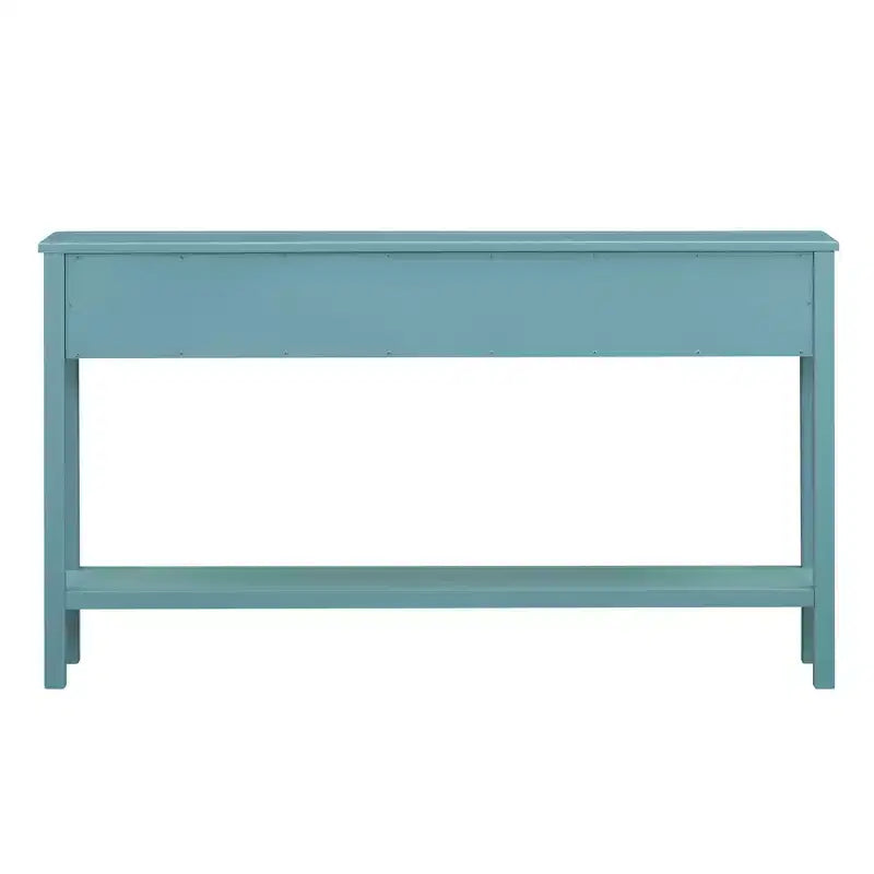 Console rustique avec 4 tiroirs et étagère inférieure – Blanc antique / Bleu / Espresso / Marine, 1 personne