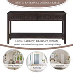 Console rustique avec 4 tiroirs et étagère inférieure – Blanc antique / Bleu / Espresso / Marine, 1 personne
